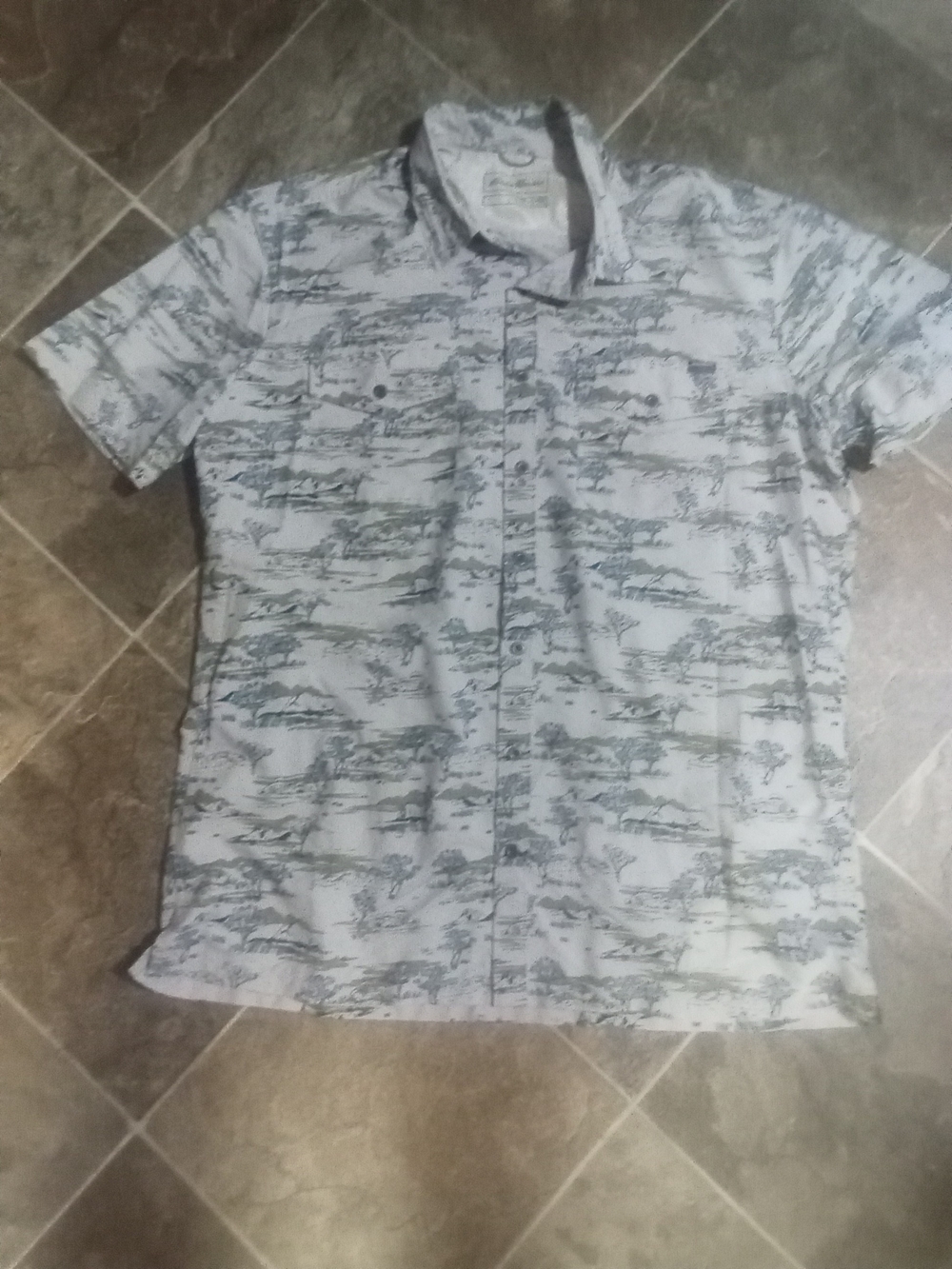 Men's Short Sleeve Casual Print Shirt - Light Blue